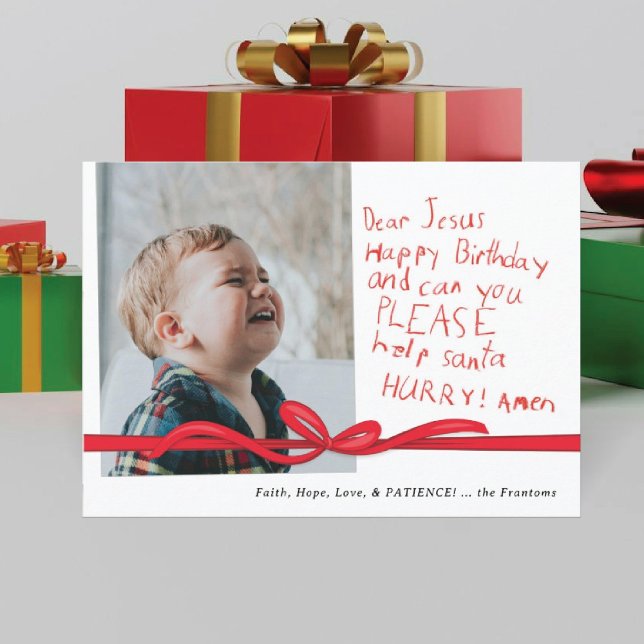 "Dear Jesus" Red Crayon note Photo Christmas Card (Creator Uploaded)