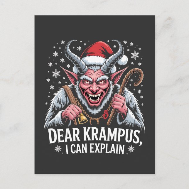 Dear Krampus I Can Explain Christmas Santa  Announcement Postcard (Front)