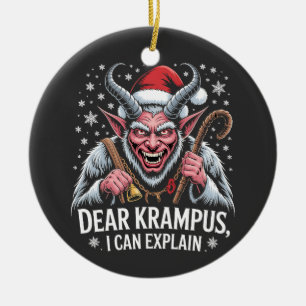 Dear Krampus I Can Explain Christmas Santa  Ceramic Ornament