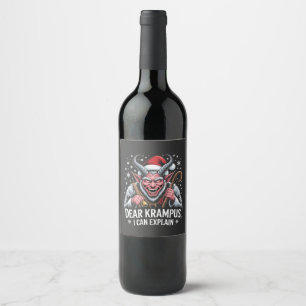 Dear Krampus I Can Explain Christmas Santa  Wine Label
