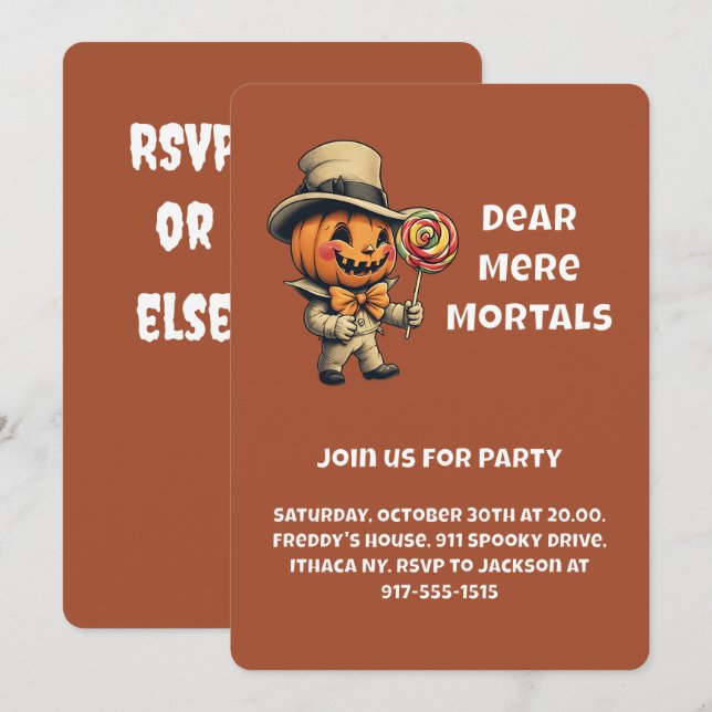 Dear Mere Mortals, Join Us If You Dare Invitation (Front/Back)