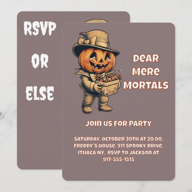 Dear Mere Mortals, Join Us If You Dare Invitation (Front/Back)