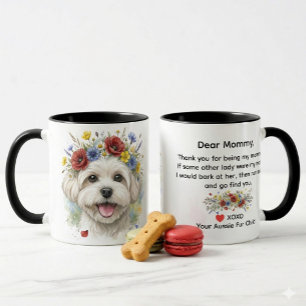 Dear Mommy Maltese Dog  Wildflower Wreath Watercol Mug