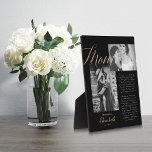 Dear Mum | Gold Mum Script Wedding Message Photo Plaque<br><div class="desc">Truly special and memorable mother of the bride gift from daughter photo and message black plaque. Give a beautiful personalised gift to your mother on your wedding day that she'll cherish forever. This beautiful personalised wedding day gift features two black and white photos to display two of your own special...</div>