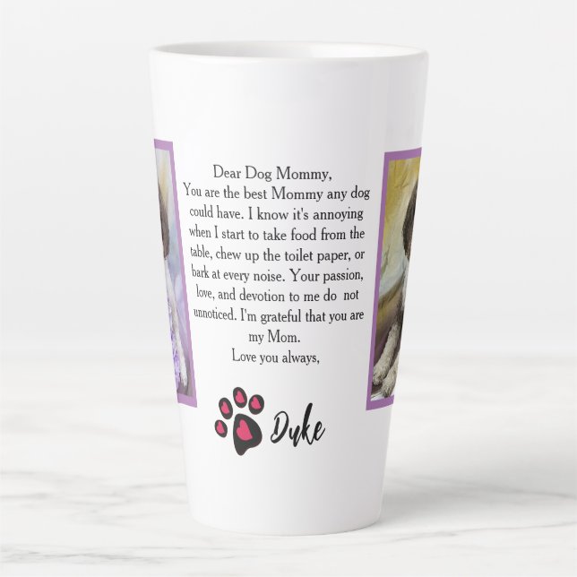 Dear Mum Or Dad Customised Photo Pet Love Letter C Latte Mug (Front)