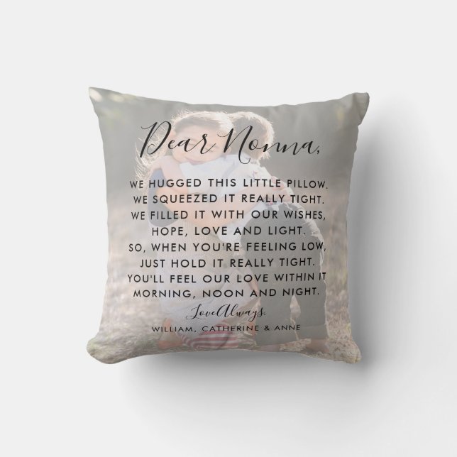 Dear Nonna Grandma Message Photo Mother's Day Cushion (Front)