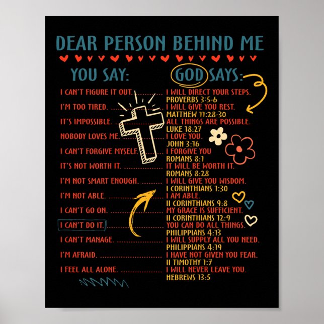 Dear Person Behind Me You Say God Says Insration C Poster (Front)