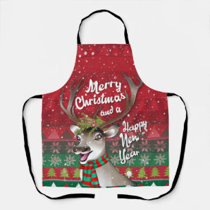 Dear Reindeer - Merry Christmas and happy NewYear Apron