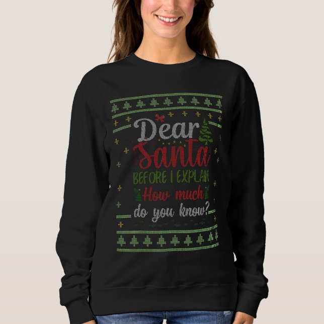 Dear Santa Before I Explain How Much Do You Know C Sweatshirt (Front)