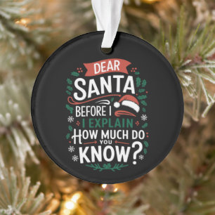 Dear Santa Before I Explain How Much Do You Know Ornament