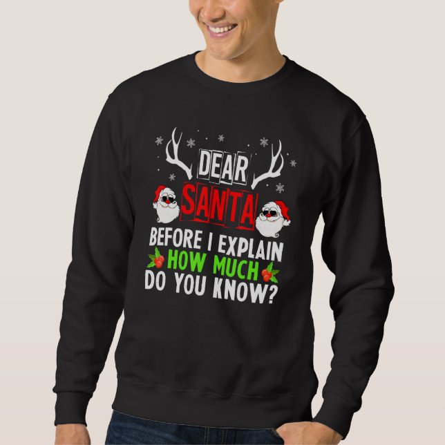 Dear Santa Before I Explain How Much Do You Know Sweatshirt (Front)
