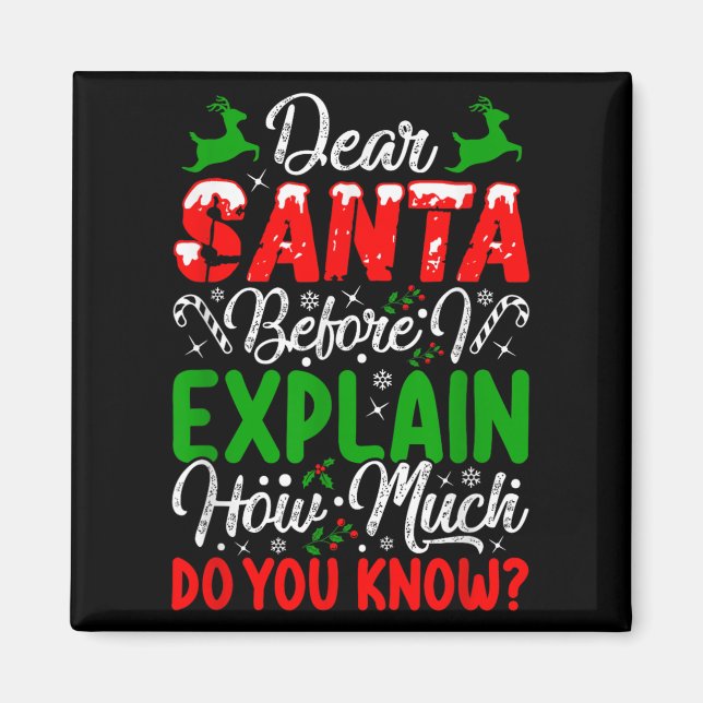 Dear Santa Before I Explain How Much Do You Know X Magnet (Front)