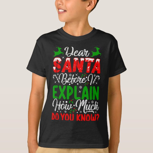Dear Santa Before I Explain How Much Do You Know X T-Shirt (Front)