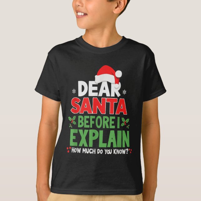 Dear Santa Before I Explain How Much Do You Know X T-Shirt (Front)