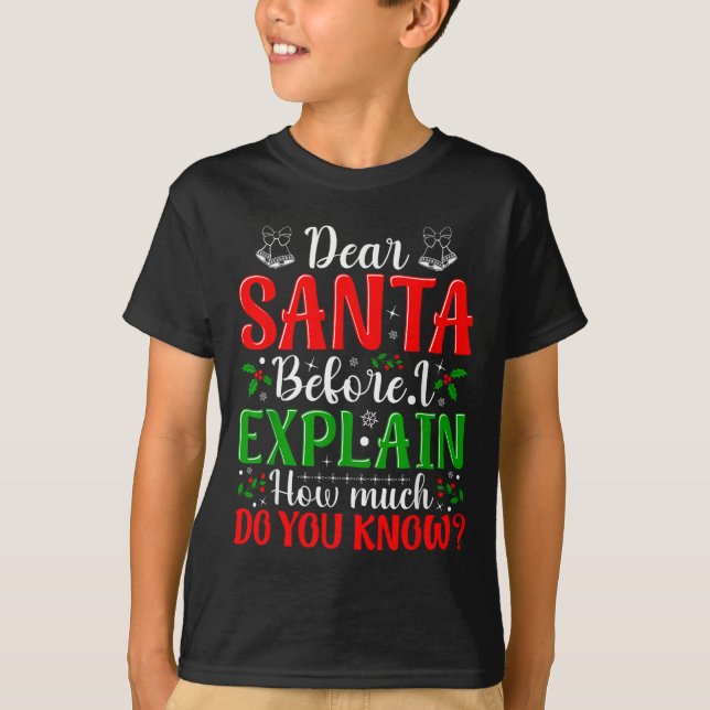 Dear Santa Before I Explain How Much Do You Know X T-Shirt (Front)