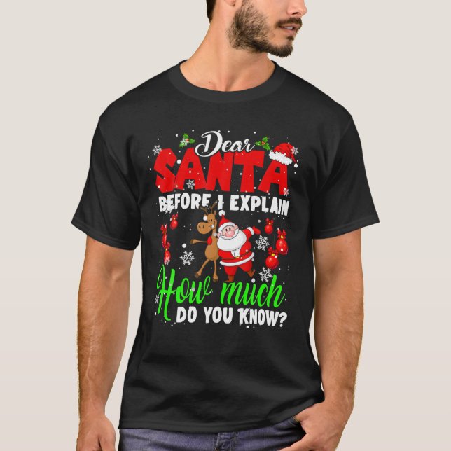 Dear Santa Before I Explain How Much You Know Xmas T-Shirt (Front)