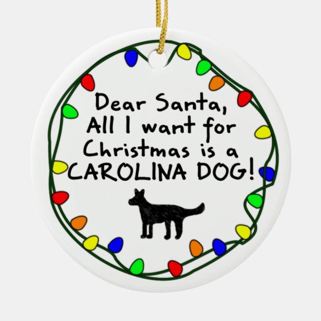 Dear Santa Carolina Dog Ceramic Tree Decoration (Front)