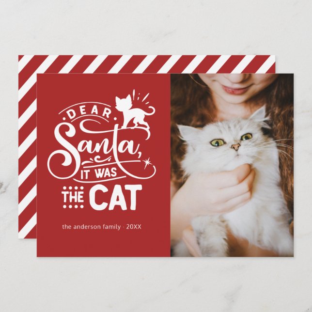 Dear Santa... Cat Funny Christmas Photo Card (Front/Back)