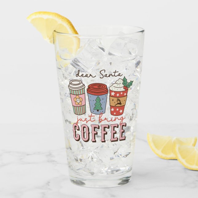Dear Santa | Christmas Coffee Latte Glass (Front Ice)