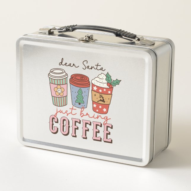 Dear Santa | Christmas Coffee Latte Metal Lunch Box (Front)
