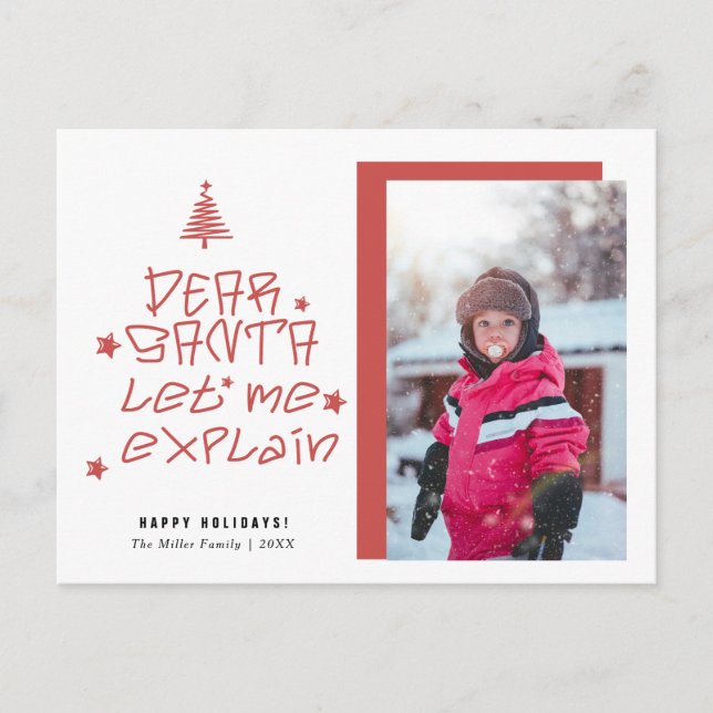 Dear Santa Christmas Holiday Postcard (Front)