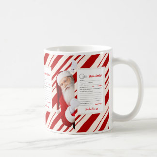 Dear Santa Christmas Letter Red Candy Stripe Mug