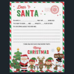 Dear Santa Christmas Letter, Wish List for kids<br><div class="desc">This is the perfect list for your kids to use as a guide to write in all their Letter to Santa!</div>