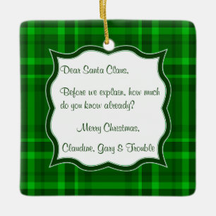 Dear Santa Clause Letter Christmas Square Ornament