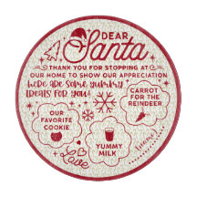 Dear Santa Cookie & Milk round tray red text 1