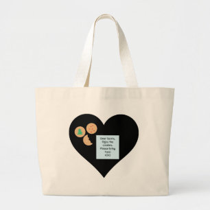 Dear Santa Cookies Bring Toys Black Heart Large Tote Bag