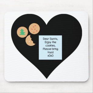 Dear Santa Cookies Bring Toys Black Heart Mouse Pad