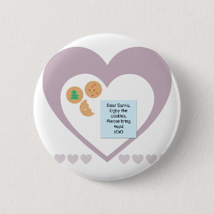 Dear Santa Cookies Bring Toys Purple Hearts 6 Cm Round Badge