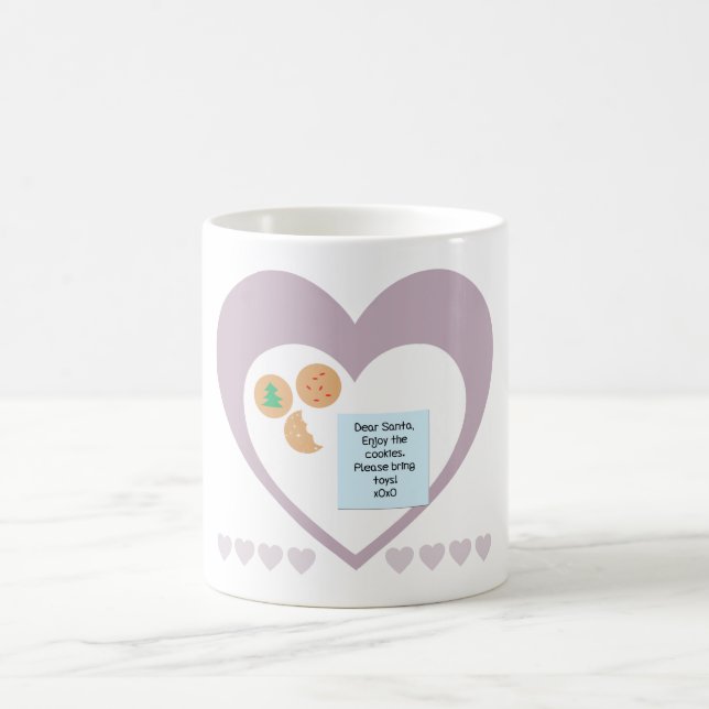 Dear Santa Cookies Bring Toys Purple Hearts Coffee Mug (Center)
