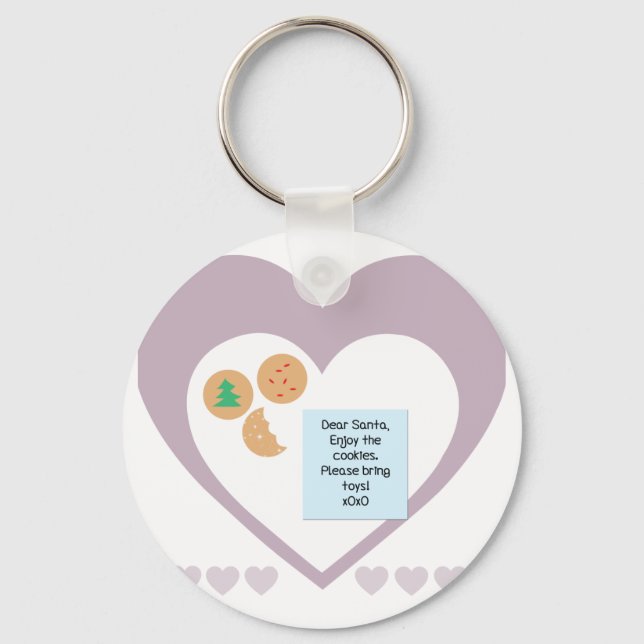 Dear Santa Cookies Bring Toys Purple Hearts Key Ring (Front)