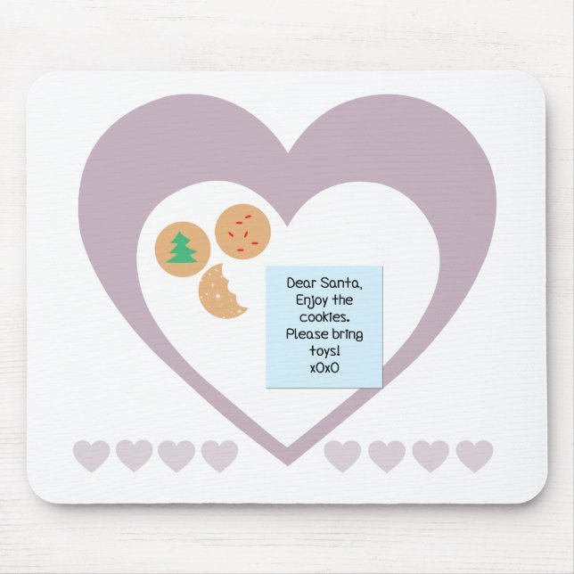 Dear Santa Cookies Bring Toys Purple Hearts Mouse Pad (Front)
