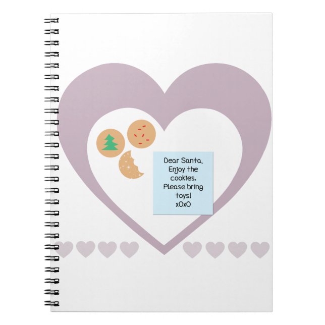 Dear Santa Cookies Bring Toys Purple Hearts Notebook (Front)