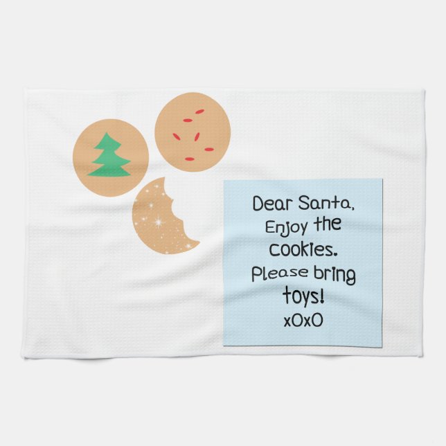 Dear Santa Cookies Please Bring Toys Tea Towel (Horizontal)