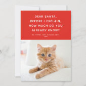 Dear Santa Cute Funny Pet Holiday Photo Card (Front)