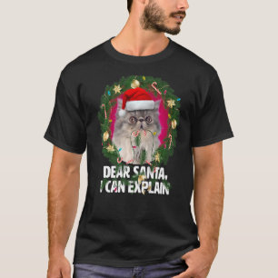 Dear Santa Cute Grey Persian Cat Naughty for Chri T-Shirt