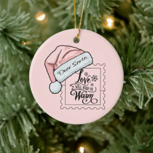 Dear Santa Cute Personalised Christmas  Ceramic Ornament