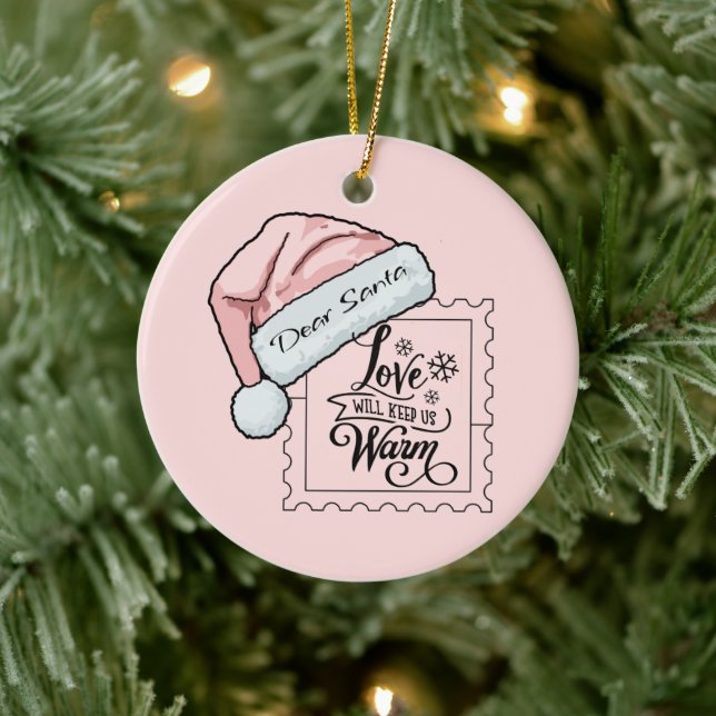 Dear Santa Cute Personalised Christmas  Ceramic Ornament (Tree)