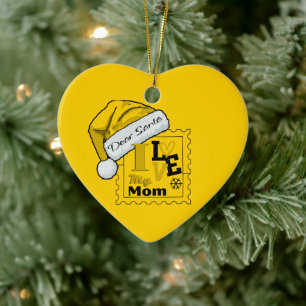 Dear Santa Cute Personalized Christmas  Ceramic Ornament