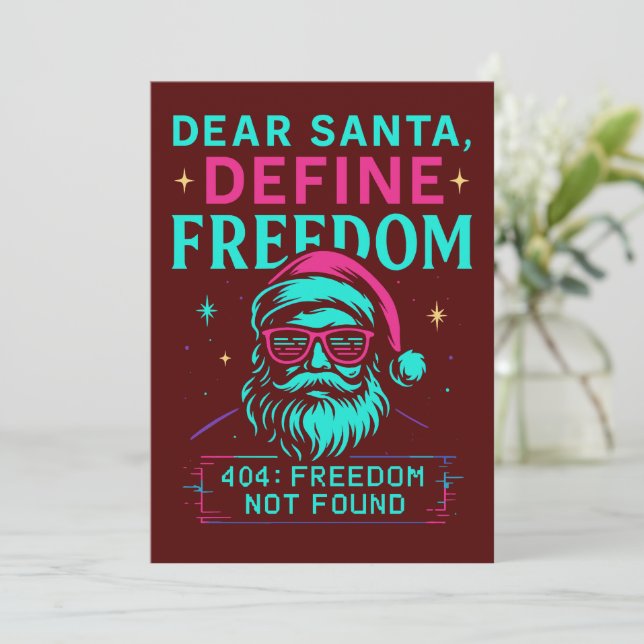 Dear Santa Define Freedom Retro Design Invitation (Standing Front)