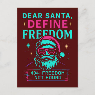 Dear Santa Define Freedom Retro Design Postcard
