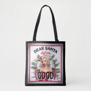 Dear Santa Define Good Retro Pinup Tote Bag
