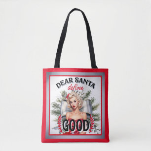 Dear Santa Define Good Retro Pinup Tote Bag