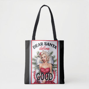 Dear Santa Define Good Retro Pinup Tote Bag