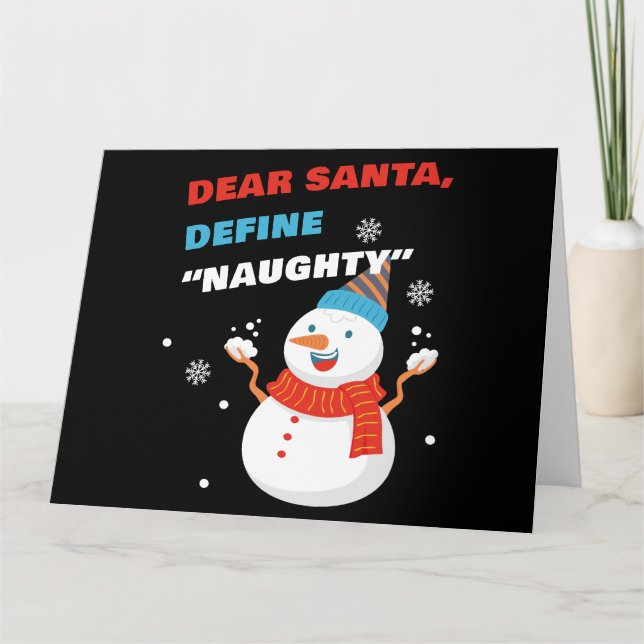 Dear Santa Define “naughty” Funny Christmas  Thank You Card (Front)