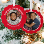 Dear Santa Define Naughty Photo Christmas Tree Decoration Card<br><div class="desc">Dear Santa, Define Naughty a fun Personalised Photo Christmas Card from Ricaso - designed with a fun typography text with two photo templates, one to the front and one to the back. Bold text and fun bright red colour .. This ornament card not only makes a wonderful holiday greeting but...</div>