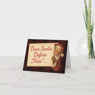 Dear Santa, Define “Nice” Vintage Personalised Holiday Card